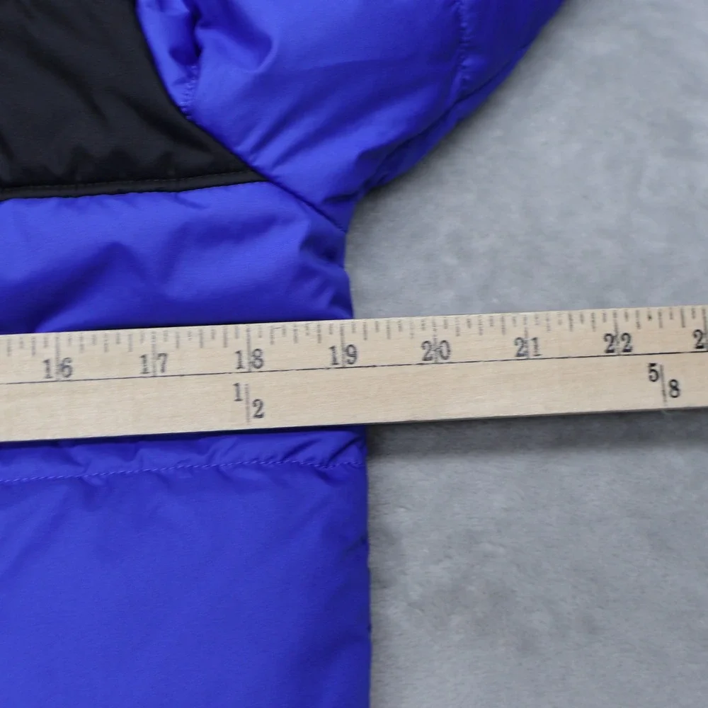 North Face Boys Large 14/16 Blue Reversible Hooded Fleece Lined Insulated Puffer
